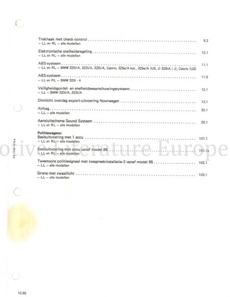 1985 BMW 3-SERIES  ELECTRISCH SCHEMA NEDERLANDS (2 MAPPEN)