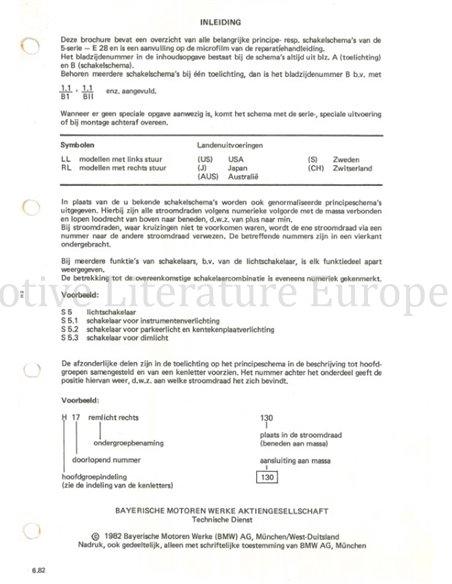 1982 BMW 5-SERIES (E28) ELECTRICAL WIRING DIAGRAM DUTCH (ORDNER 1)