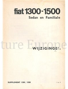 1963 FIAT 1300 | 1500 SALOON | FAMILIALE OWNERS MANUAL DUTCH 2
