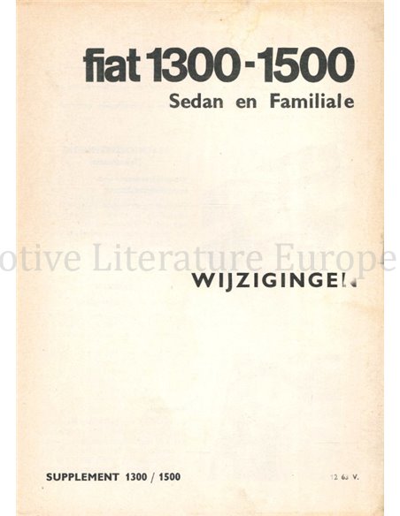 1963 FIAT 1300 | 1500 SEDAN | FAMILIALE INSTRUCTIEBOEKJE NEDERLANDS