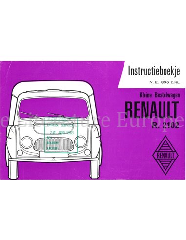 1962 RENAULT FOURGONNETTE (R.2102) BETRIEBSANLEITUNG NIEDERLÄNDISCH