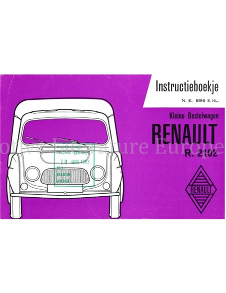 1962 RENAULT FOURGONNETTE (R.2102) BETRIEBSANLEITUNG NIEDERLÄNDISCH