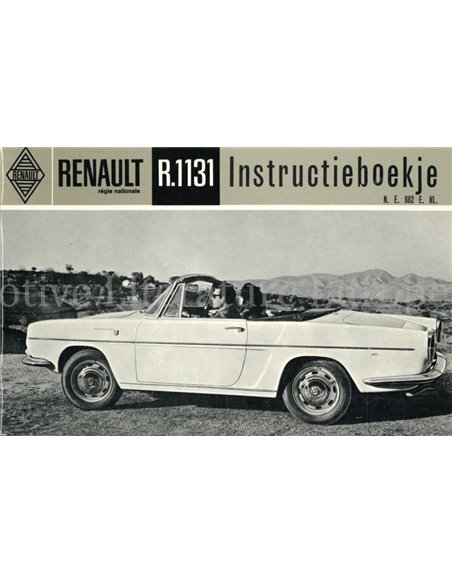 1960 RENAULT FLORIDE (R.1131) BETRIEBSANLEITUNG NIEDERLÄNDISCH