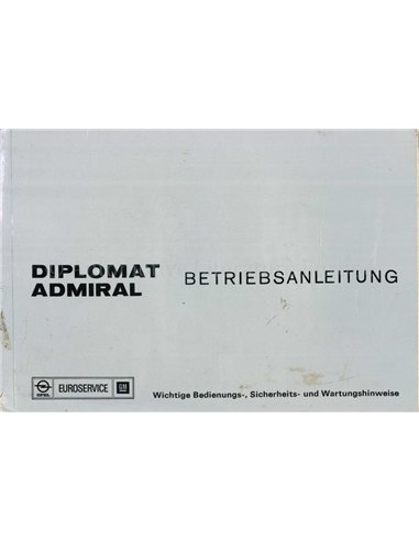 1975 OPEL DIPLOMAT ADMIRAL INSTRUCTIEBOEKJE DUITS