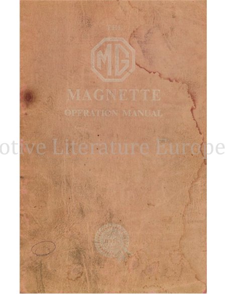1957 MG MAGNETTE INSTRUCTIEBOEKJE ENGELS 