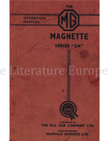 1954 MG MAGNETTE OWNERS MANUAL ENGLISH 