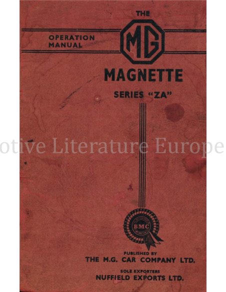 1954 MG MAGNETTE INSTRUCTIEBOEKJE ENGELS 