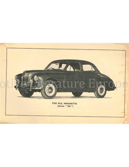 1954 MG MAGNETTE OWNERS MANUAL ENGLISH 
