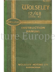 1947 WOLSELEY 12 / 48 INSTRUCTIEBOEKJE ENGELS