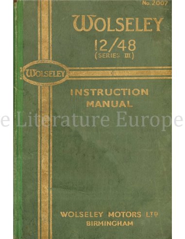 1947 WOLSELEY 12 / 48 OWNERS MANUAL ENGLISH