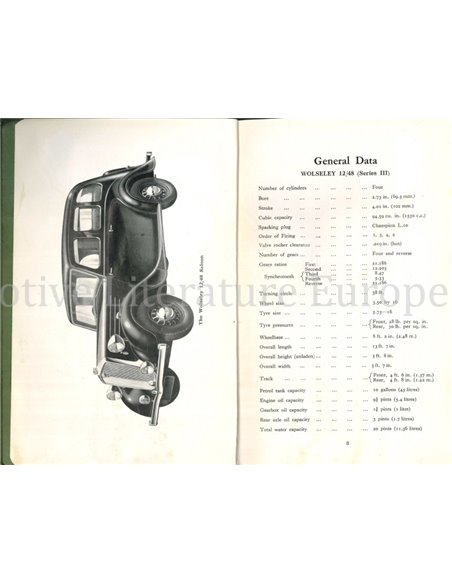 1947 WOLSELEY 12 / 48 OWNERS MANUAL ENGLISH