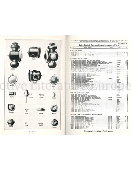 1920 FORD MODEL T ONDERDELENCATALOGUS ENGELS (CAN)