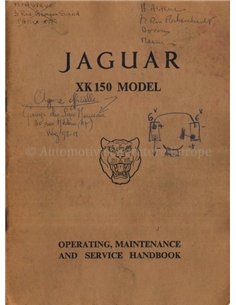 1957 JAGUAR XK 150 OWNERS MANUAL ENGLISH