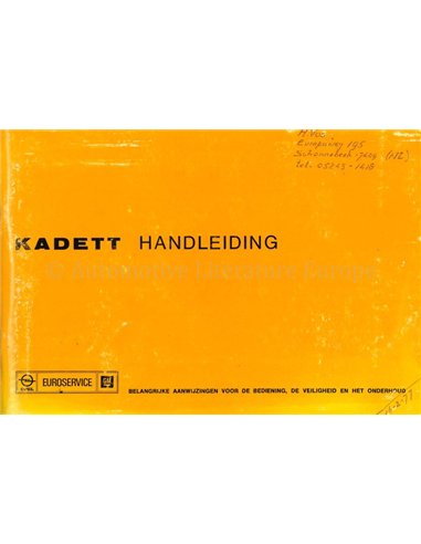 1976 OPEL KADETT OWNERS MANUAL DUTCH