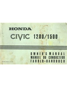 1976 HONDA CIVIC 1200 | 1500 OWNERS MANUAL 