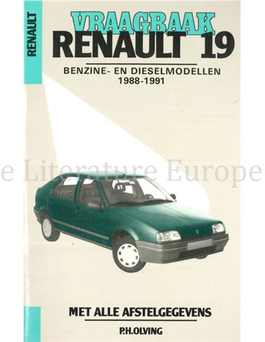 1988-1991 RENAULT 19 BENZIN | DIESEL REPARATURANLEITUNG NIEDERLÄNDISCH