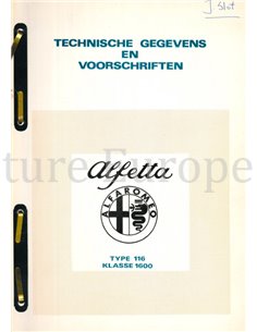 1976 ALFA ROMEO ALFETTA 1.6 TECHNISCHE GEGEVENS EN VOORSCHRIFTEN NEDERLANDS