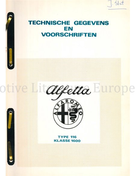 1976 ALFA ROMEO ALFETTA 1.6 TECHNISCHE DATEN UND VORSCHRIFTEN NIEDERLÄNDISCH