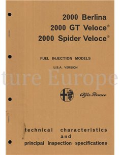 1974 ALFA ROMEO 2000 BERLINA | GT VELOCE | SPIDER VELOCE TECHNICAL DATA AND REGULATIONS ENGLISCH