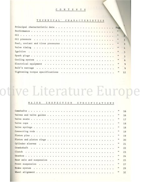 1974 ALFA ROMEO 2000 BERLINA | GT VELOCE | SPIDER VELOCE TECHNISCHE GEGEVENS EN VOORSCHRIFTEN ENGELS