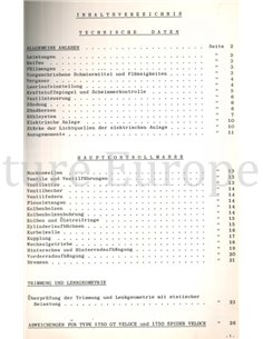 1968 ALFA ROMEO 1750 BERLINA | GT VELOCE | SPIDER VELOCE TECHNICAL DATA AND REGULATIONS GERMAN 2