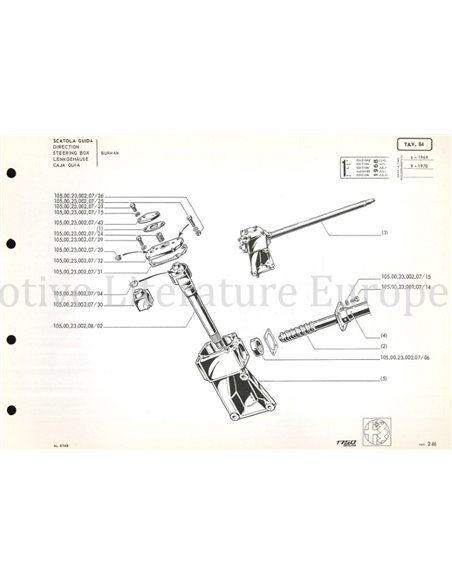 1971 ALFA ROMEO 1750 BERLINA SPARE PARTS MANUAL MULTI