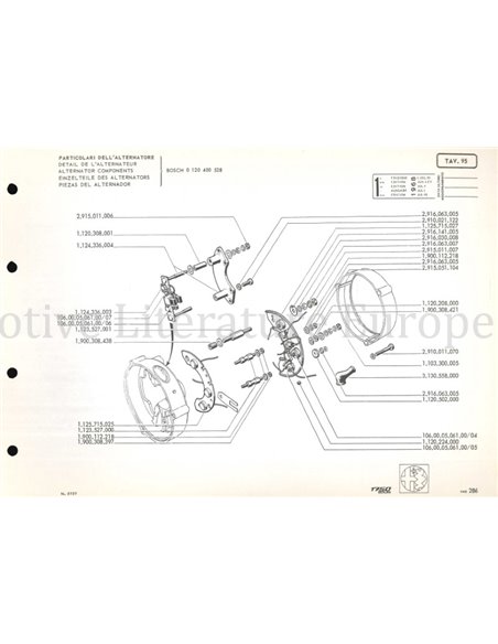 1971 ALFA ROMEO 1750 BERLINA SPARE PARTS MANUAL MULTI