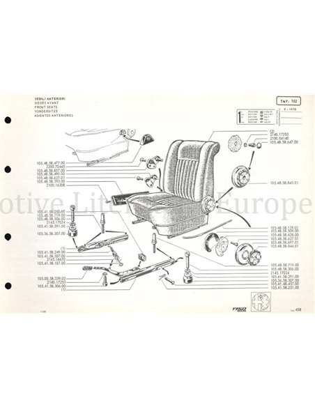 1971 ALFA ROMEO 1750 BERLINA ONDERDELENBOEK MULTI