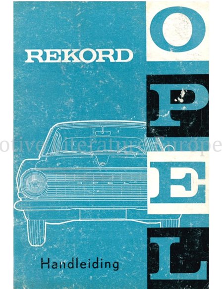 1963 OPEL REKORD BETRIEBSANLEITUNG NIEDERLÄNDISCH