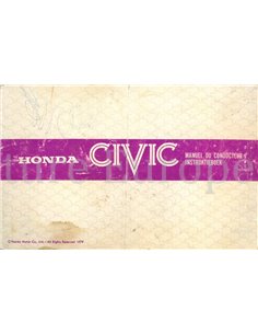 1979 HONDA CIVIC OWNERS MANUAL FRENCH | DUTCH