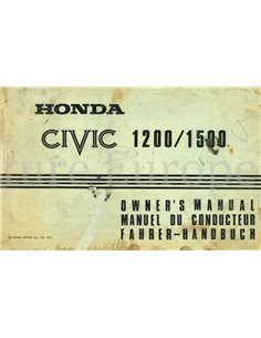 1975 HONDA CIVIC 1200 | 1500 OWNERS MANUAL MULTI
