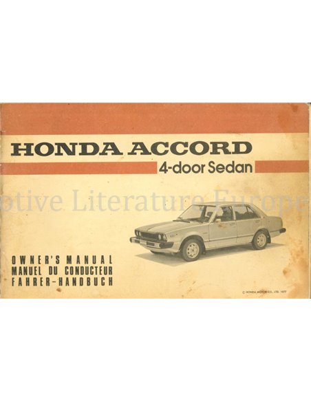 1977 HONDA ACCORD OWNERS MANUAL 