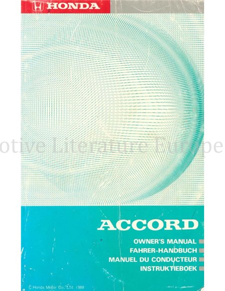 1988 HONDA ACCORD OWNERS MANUAL