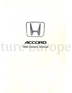 1993 HONDA ACCORD INSTRUCTIEBOEKJE ENGELS