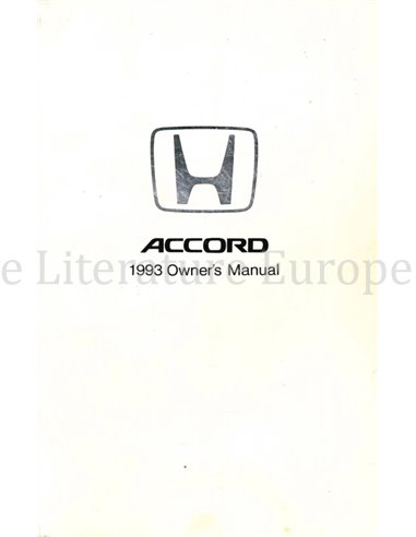 1993 HONDA ACCORD OWNER'S MANUAL ENGLISH