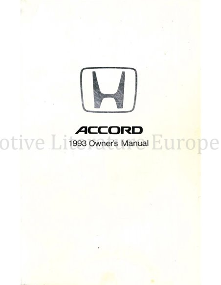 1993 HONDA ACCORD OWNER'S MANUAL ENGLISH