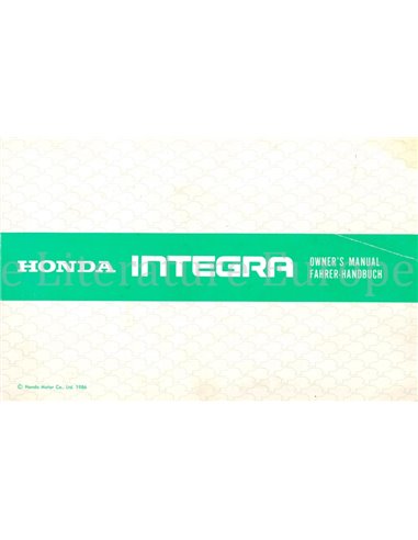 1986 HONDA INTEGRA BETRIEBSANLEITUNG MULTI