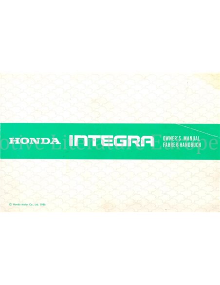 1986 HONDA INTEGRA BETRIEBSANLEITUNG MULTI