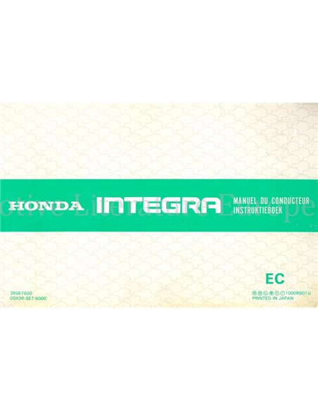 1986 HONDA INTEGRA BETRIEBSANLEITUNG MULTI