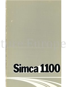 1974 SIMCA 1000 BETRIEBSANLEITUNG NIEDERLÄNDISCH