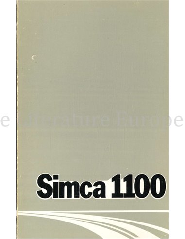 1974 SIMCA 1000 BETRIEBSANLEITUNG NIEDERLÄNDISCH