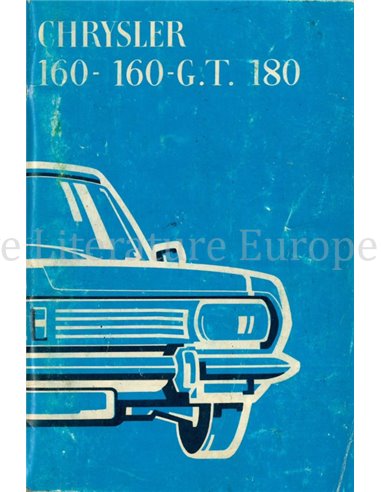 1971 CHRYSLER 160 | 160GT | 180 OWNERS MANUAL FRENCH