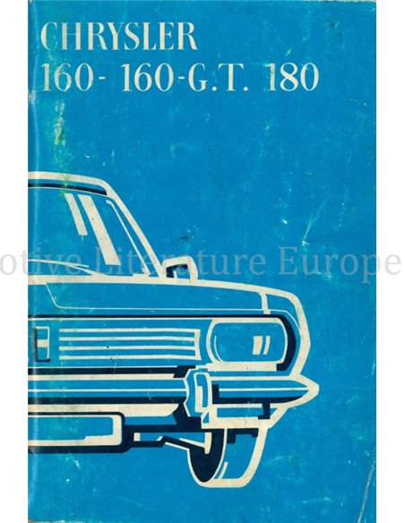 1971 CHRYSLER 160 | 160GT | 180 BETRIEBSANLEITUNG FRANZÖSISCH