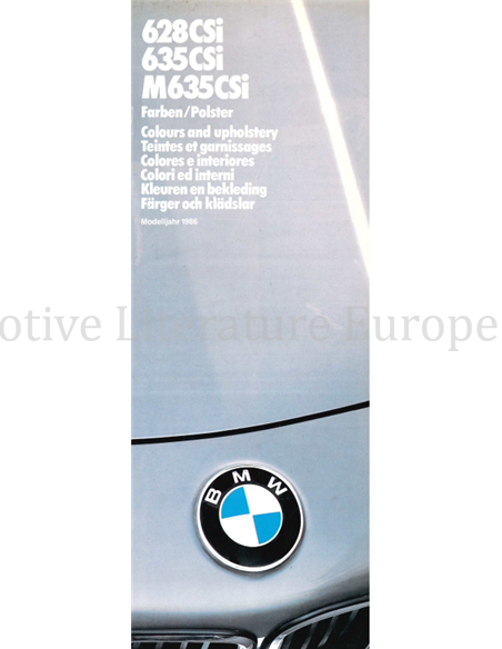 1986 BMW 6 SERIE KLEUREN EN BEKLEDING BROCHURE