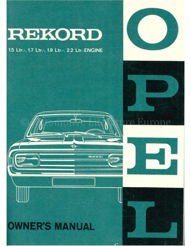 1967 OPEL REKORD OWNERS MANUAL ENGLISH