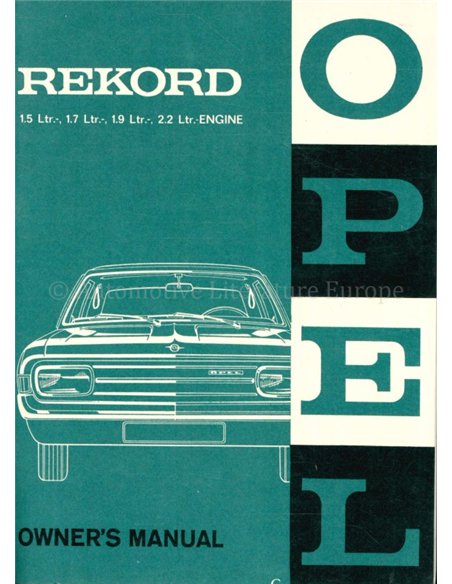 1967 OPEL REKORD INSTRUCTIEBOEKJE ENGELS