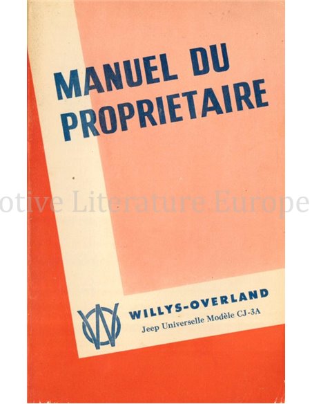 1948 WILLYS-OVERLAND JEEP INSTRUCTIEBOEKJE FRANS