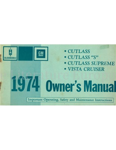 1974 OLDSMOBILE CUTLASS | VISTA CRUISER BETRIEBSANLEITUNG ENGLISCH (USA)