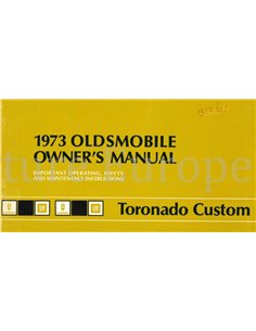 1973 OLDSMOBILE TORONADO INSTRUCTIEBOEKJE ENGELS