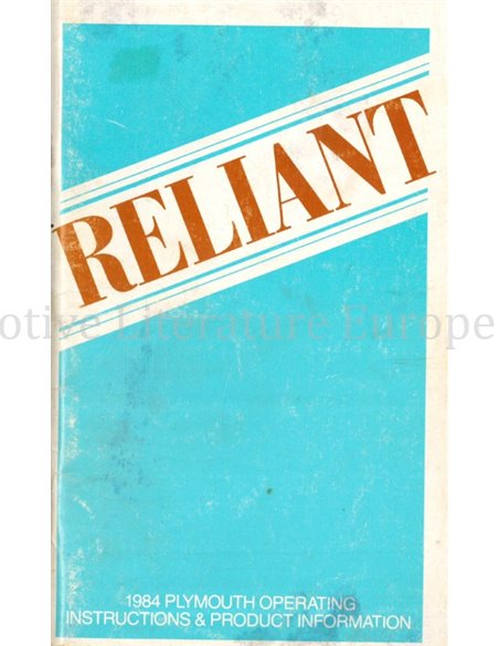 1984 PLYMOUTH RELIANT INSTRUCTIEBOEKJE ENGELS (US)
